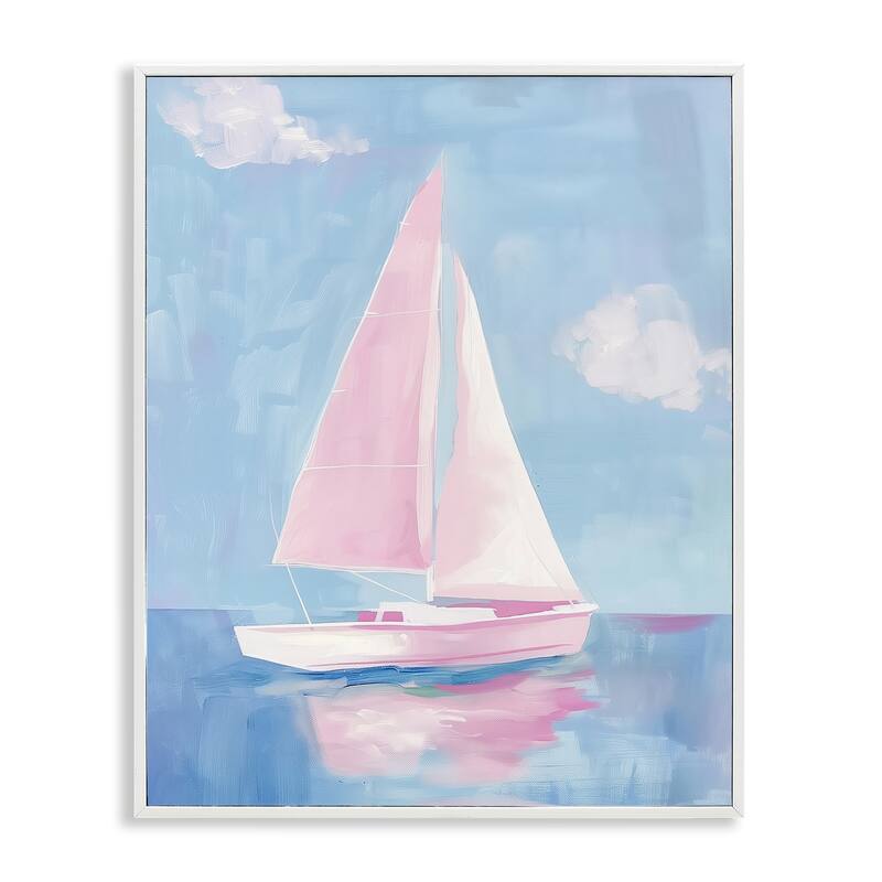 Stupell Muted Pink Sailboat Framed Giclee Art Design By Arlington Prints - 11 x 14 - White