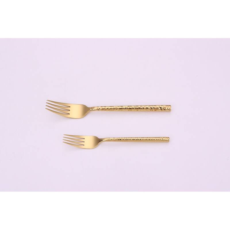 20 Pc Flatware Set Pebbled Gold - Service For 4