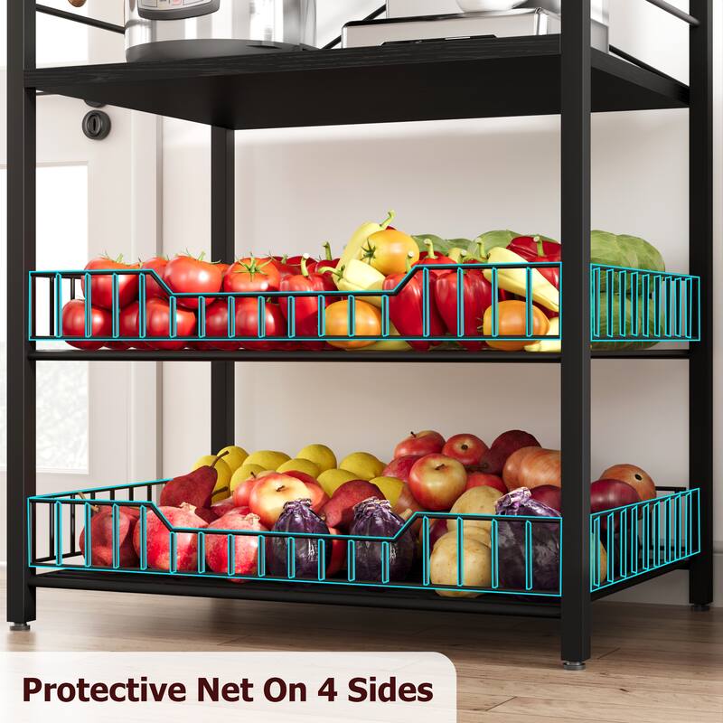 Kitchen Bakers Rack, Microwave Oven Stand with 2 Large Wire Basket