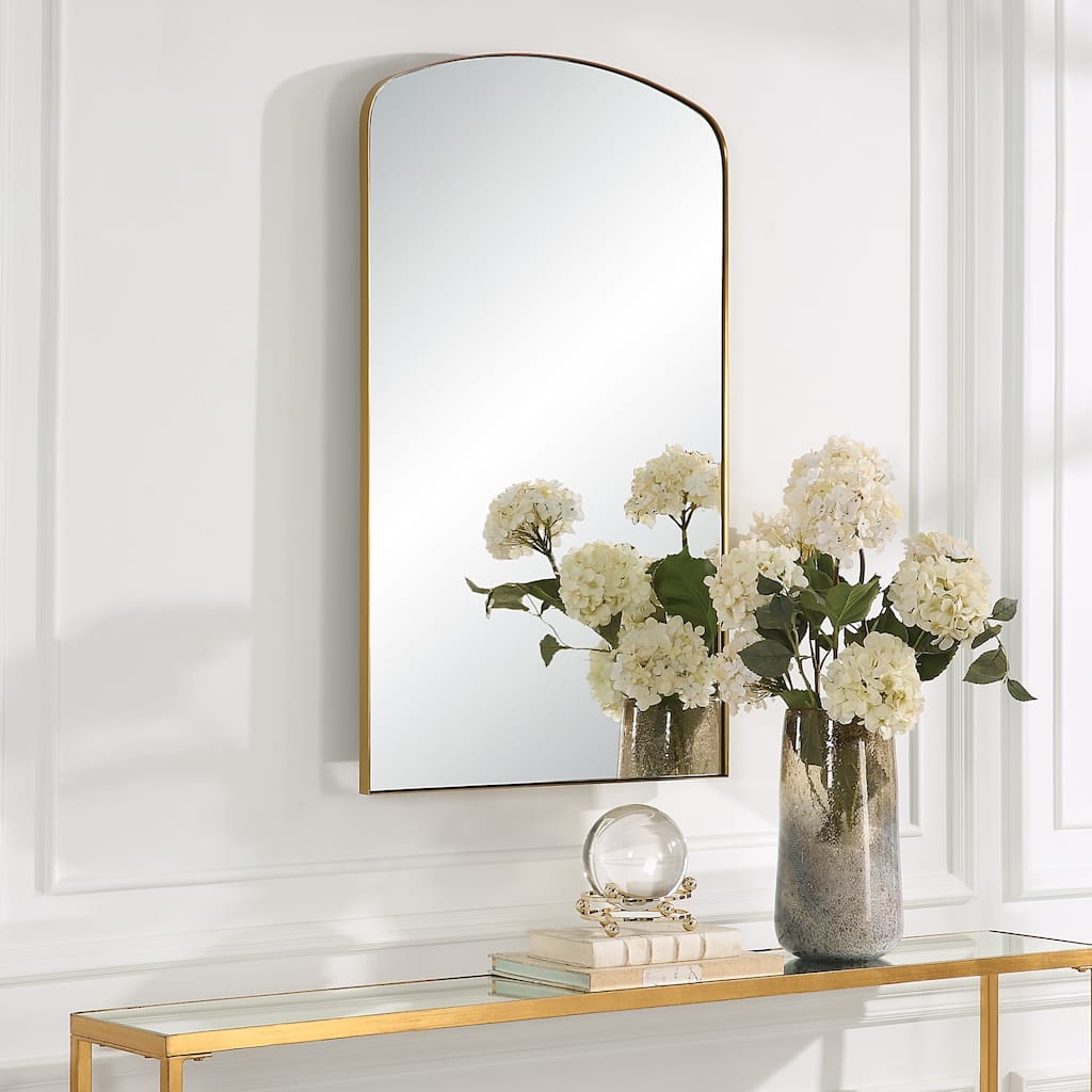 Arch Framed Wall Mirror - 40" - Brass Finish