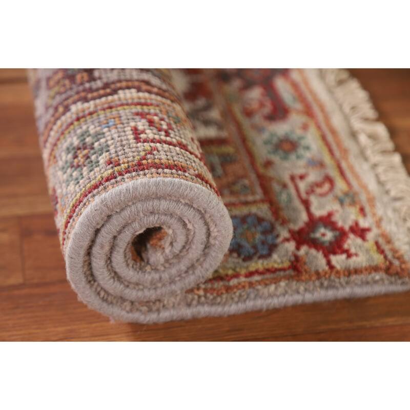 Grey Traditional Heriz Serapi Oriental Area Rug Handmade Wool Carpet - 2'0"x 3'0"