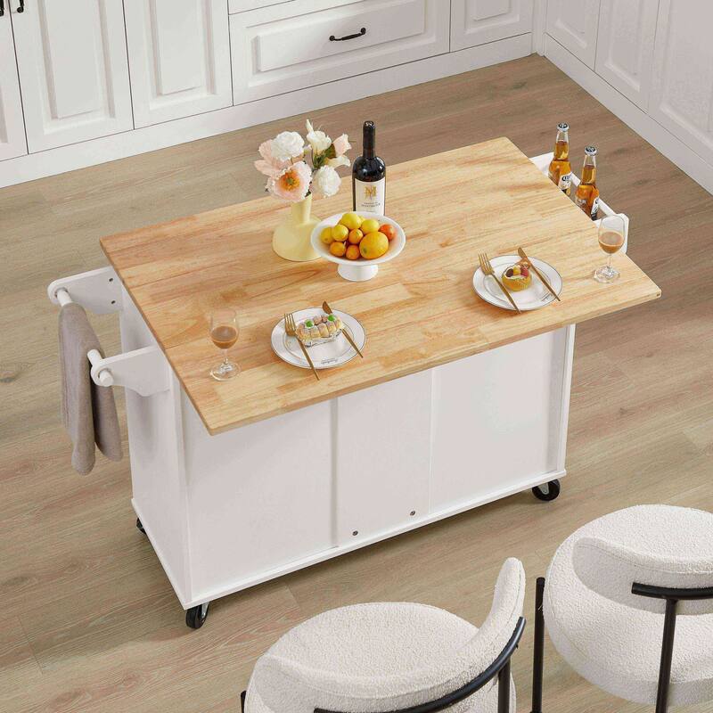 Rolling Kitchen Cart with 3 Drawers, Shelves, and Locking Casters - Multipurpose Bar Cart and Coffee Station