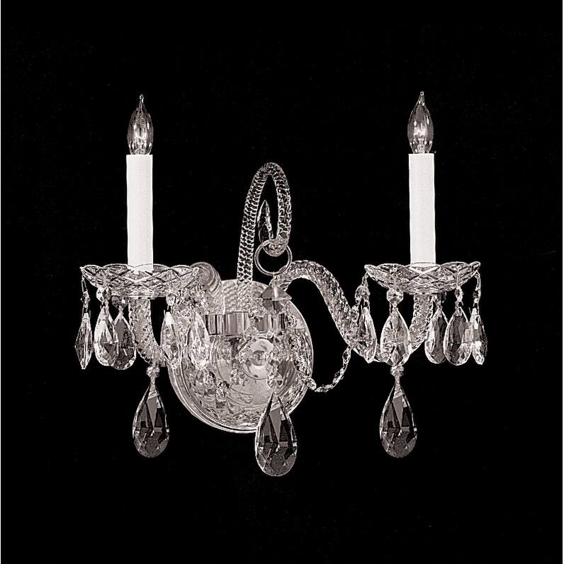 Traditional Crystal 2 Light Clear Crystal Chrome Sconce - 14'' W x 12'' H x 6'' D - 14'' W x 12'' H x 6'' D