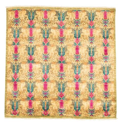 ECARPETGALLERY Hand-knotted Lahore Finest Collection Olive Wool Rug - 6'2 x 6'1