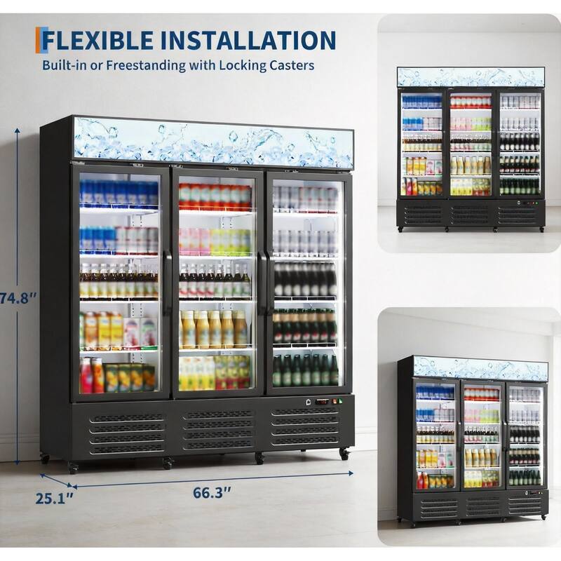 3 Glass Door Display Refrigerator, with 360° Circulation Cooling