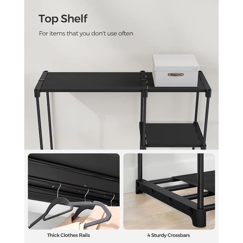 Freestanding Closet Organizer with Adjustable Shelves, Dual Hanging Rods and Storage Drawers