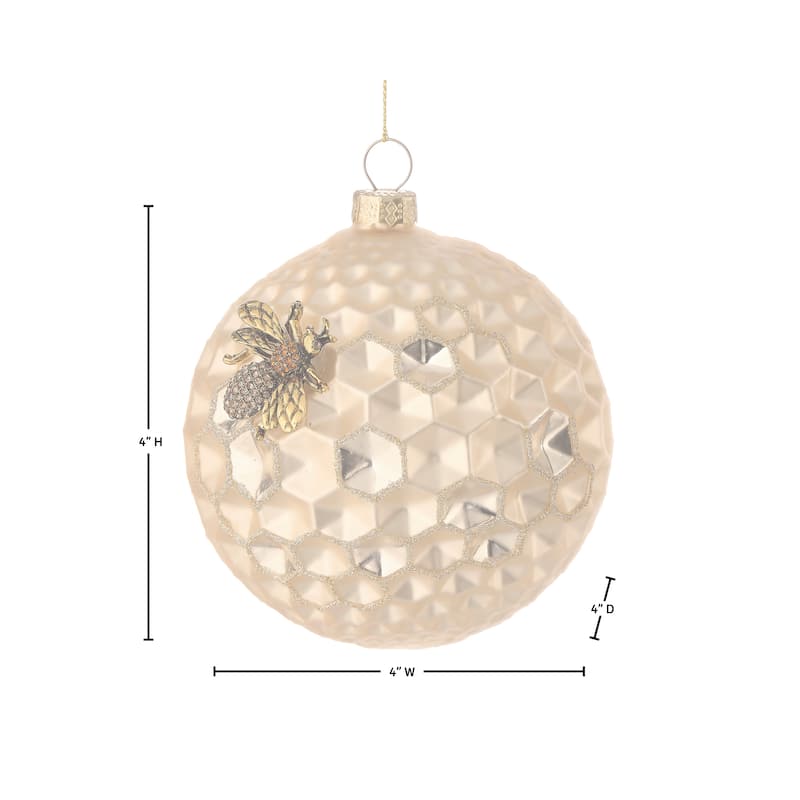 4" Glass Honeycomb With Bees Ornament