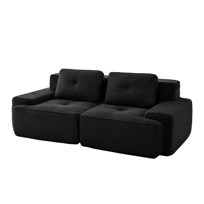 GDFStudio - Corduroy Modern 2-Seater 81.9" Cloud Modular Sectional Couch