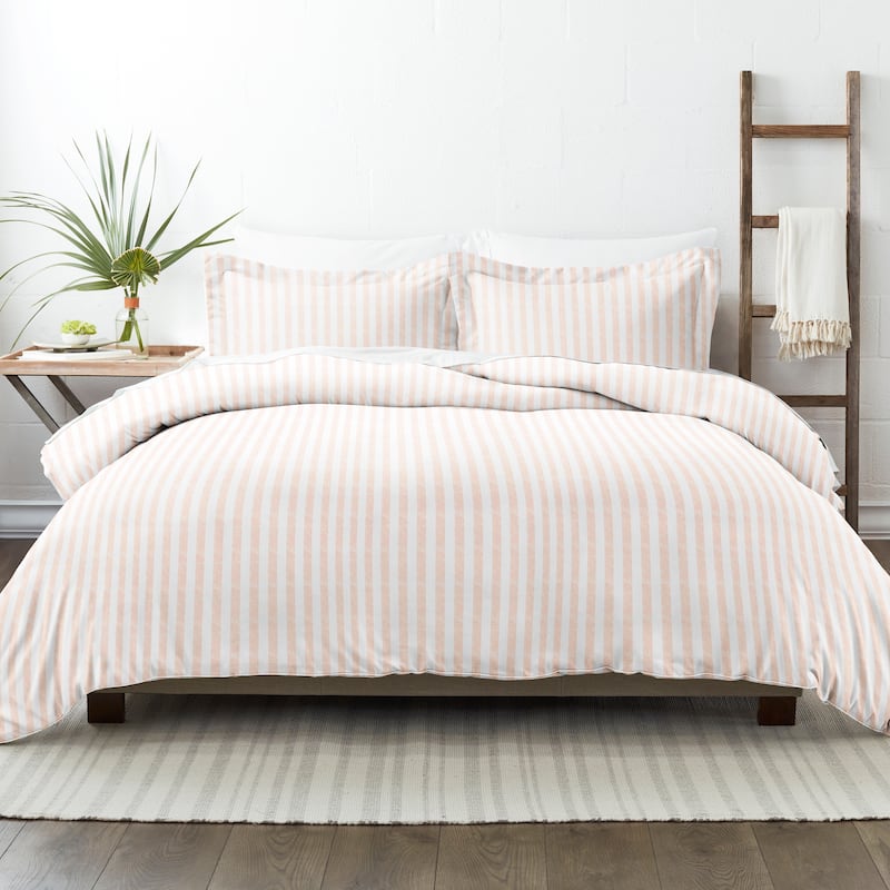 Becky Cameron Oversized 3-piece Printed Duvet Cover Set - Rugged Stripes - Blush - Twin - Twin XL