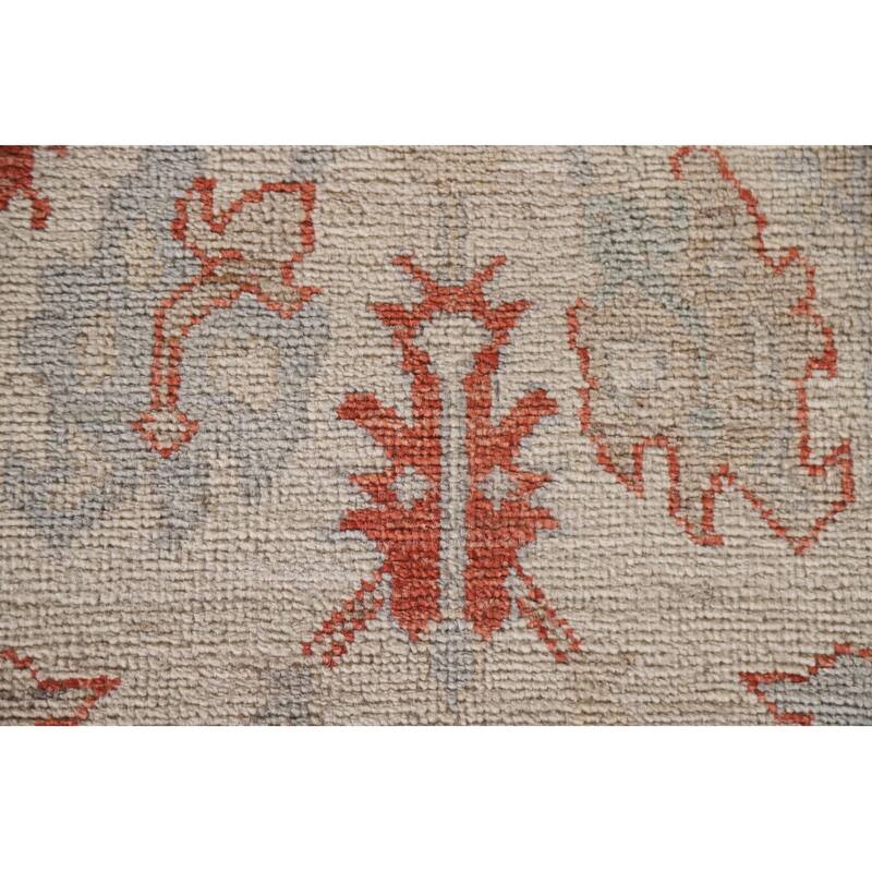 Hand Knotted Oriental 100% Wool Carpet Transitional All-Over Beige & Ivories Oushak Runner Rug - 17' 7'' X 2' 6''