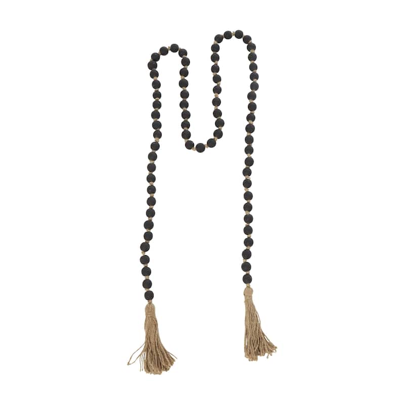 Glass Handmade Round Long Frosted Beaded Garland with Tassel with Knotted Brown Jute - Various Colors - Roche River Decor