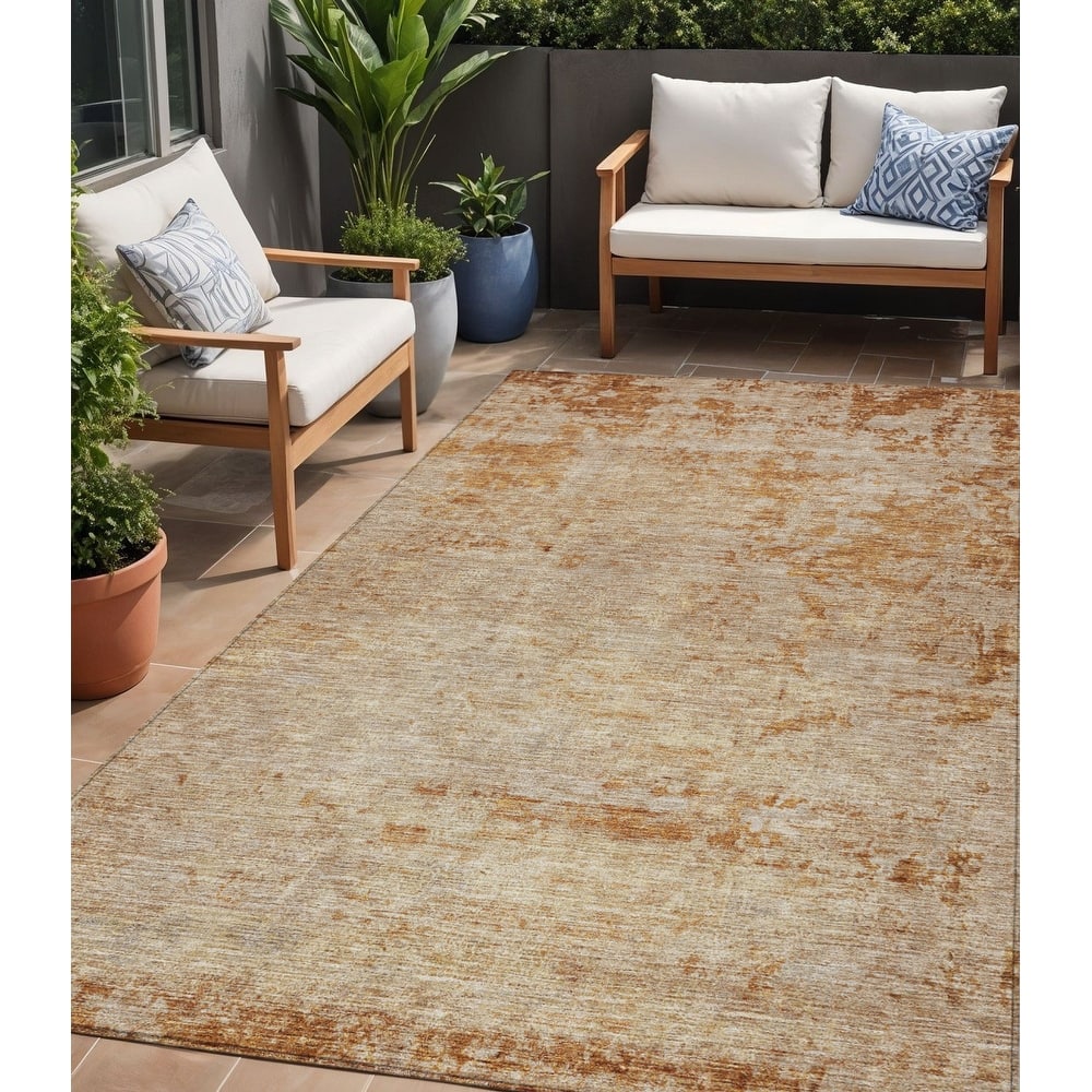 HomeRoots Abstract Transitional Rectangle Outdoor Rug