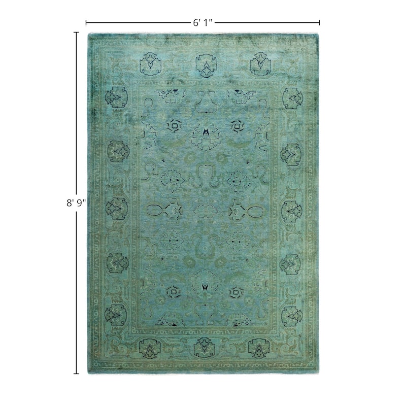 Overdyed One-of-a-Kind Hand-Knotted Area Rug - Green - 6' 1" x 8' 9"