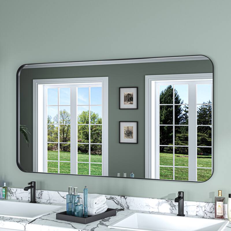 TOOLKISS Aluminum Alloy Round & Right Angle Frame Vanity Mirror