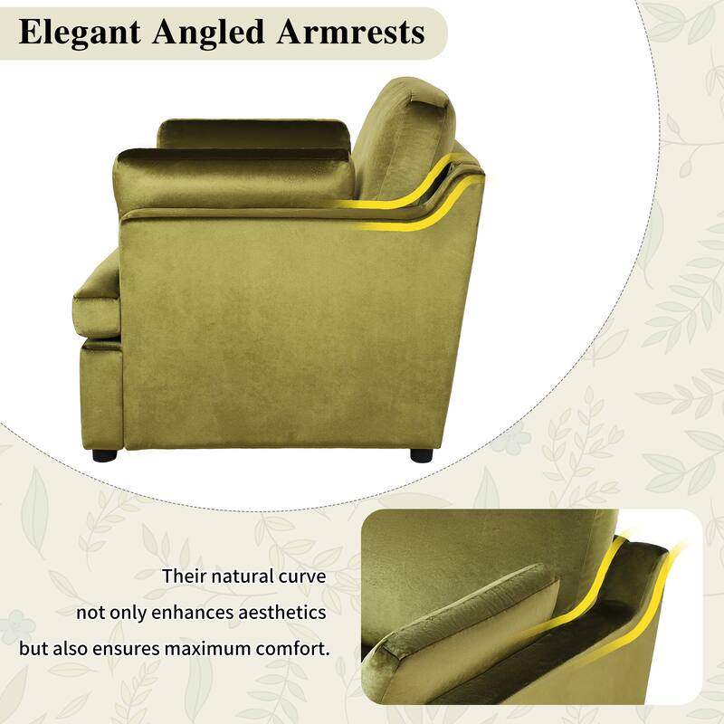 Green Accent Chair Lounge Chair for Living Room Bedroom, Oversized Single Sofa Chair Arm Chairs Reading Chair
