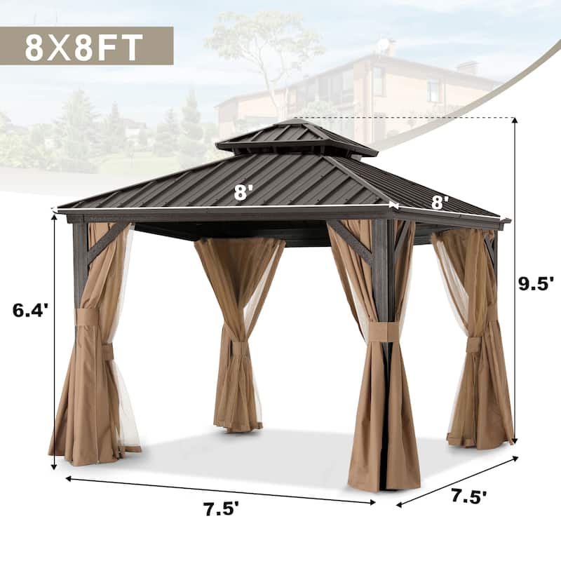ABCCANOPY Outdoor Hardtop Gazebo with Galvanized Steel Double Roof