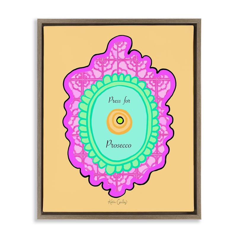 Stupell Press For Prosecco Button Framed Floater Canvas Wall Art Design By Katie Conley - 25 x 31 - Brown