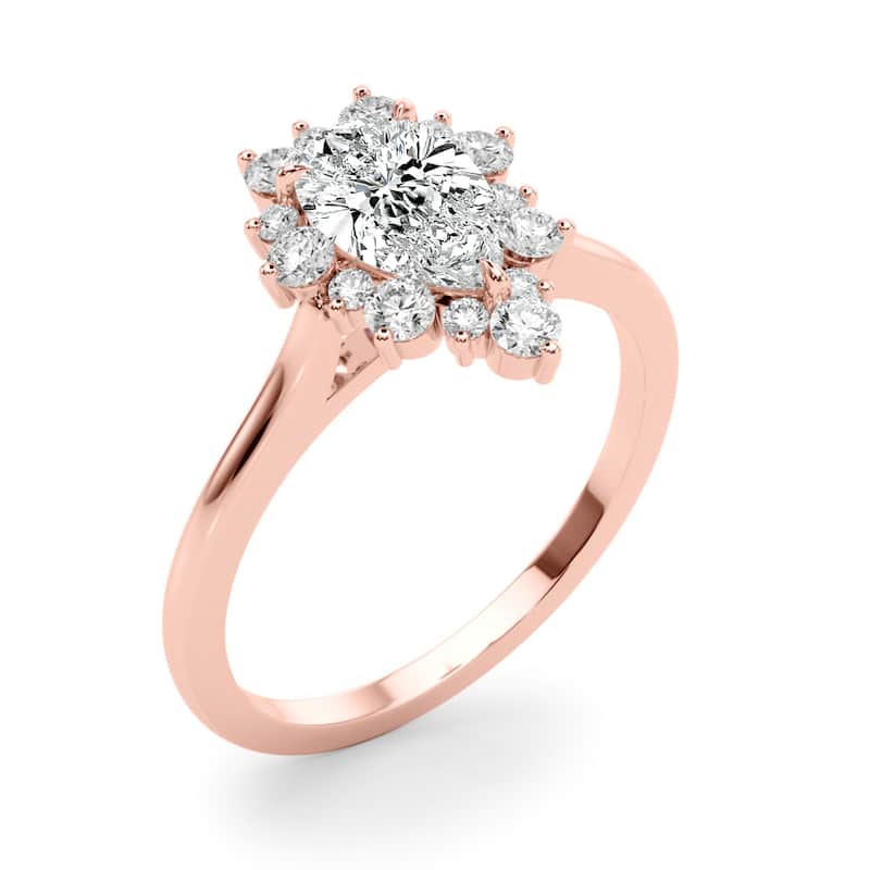 Auriya 14k Rose Gold Lab Grown Pear Diamond Halo Engagement Ring 0.50 to 5.00 ct. tw. (F-G VS)