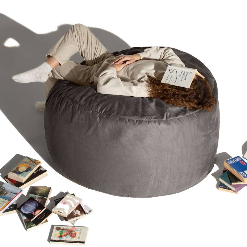 Jaxx Basics 4 Foot Large Adult Bean Bag Chair, Oversized with Filler