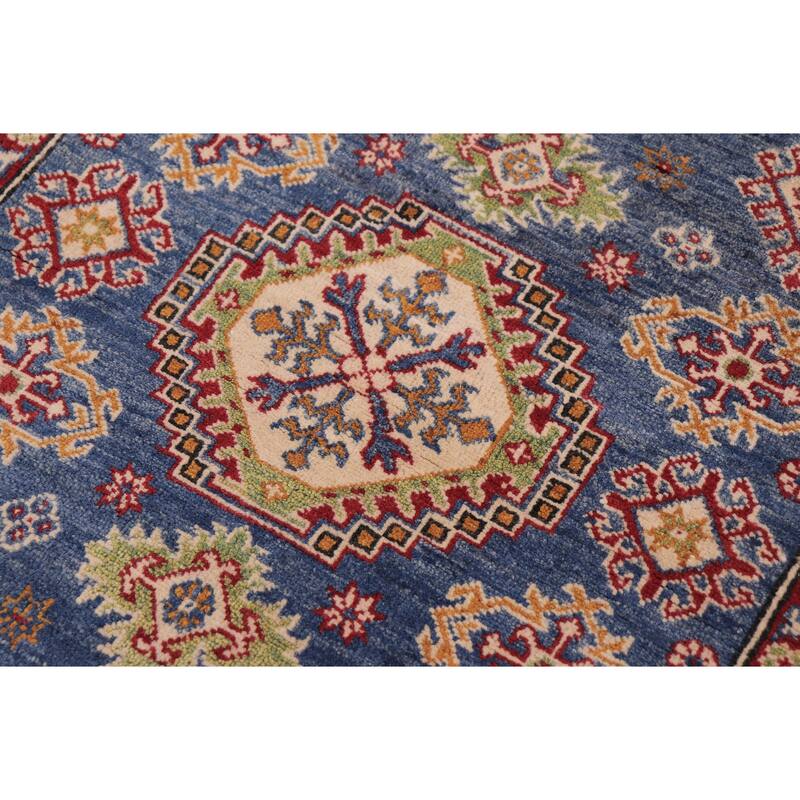 Tribal Kazak Cornelius Blue/Beige Wool Rug - 4'2'' x 6'0''