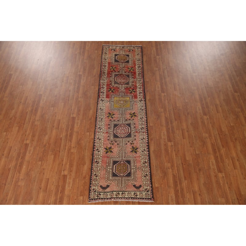 Gharajeh Persian Vintage Runner Rug Hand-knotted Wool Carpet - 2'10"x 10'6"
