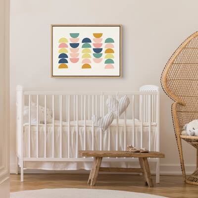 Kate and Laurel Sylvie Simple Shapes in Soft Colors Framed Canvas by Apricot and Birch