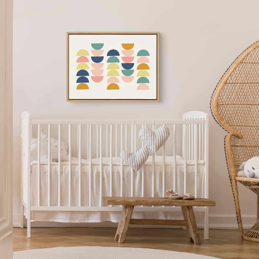 Kate and Laurel Sylvie Simple Shapes in Soft Colors Framed Canvas by Apricot and Birch