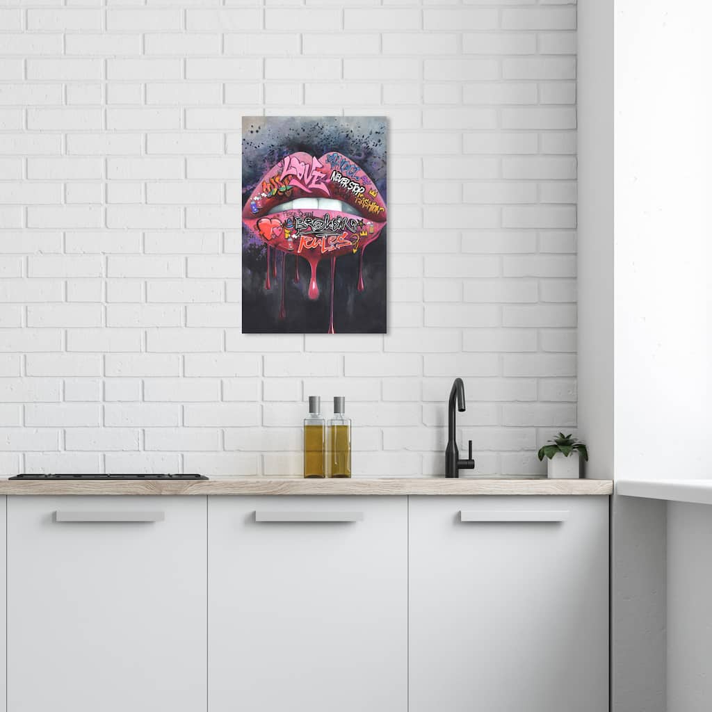 Wynwood Studio Canvas Fashion and Glam Never Stop Lips Pink Modern & Contemporary Wall Art Canvas Print