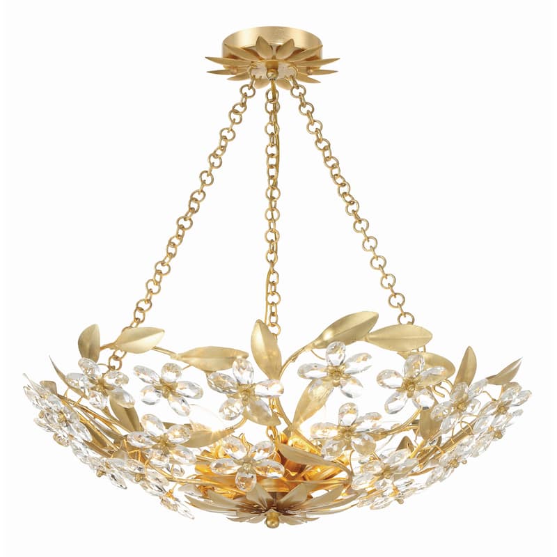 Marselle 6 Light Antique Gold Chandelier - 24"W x 6"H x 24"D