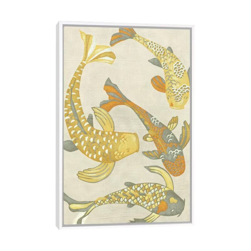 iCanvas "Golden Koi I" by Chariklia Zarris Framed Canvas Print - White - 40x26