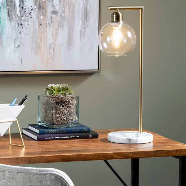 Ashton 20"H Gold and Marble Task Lamp - 20 x 7 x 7