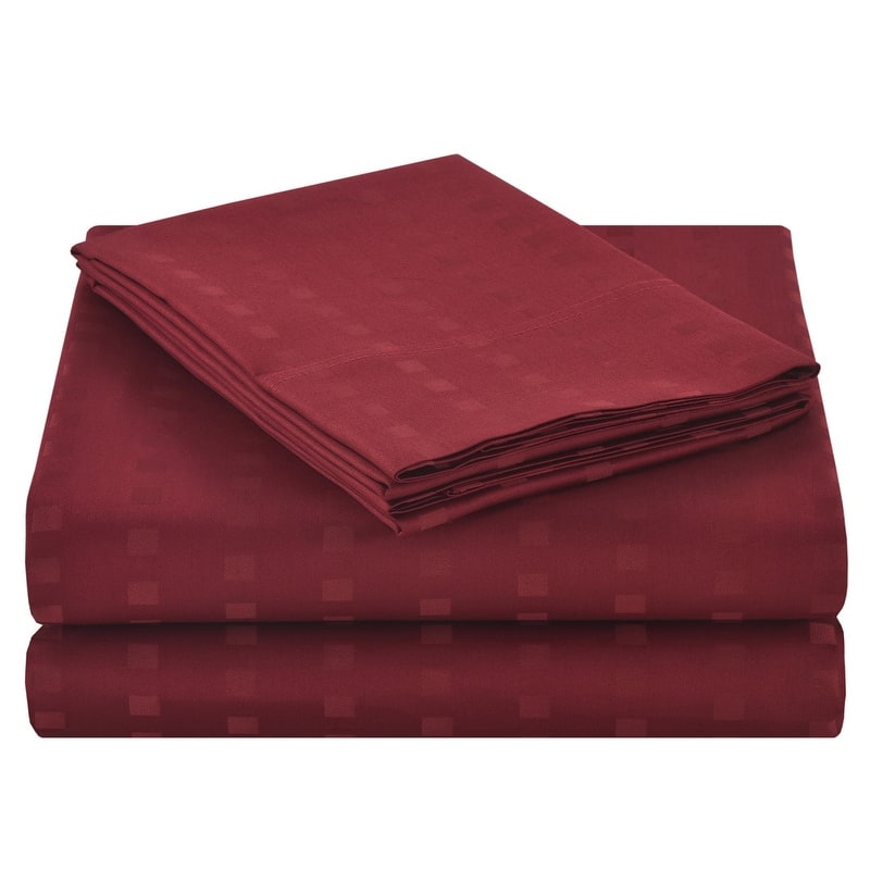 Home Sweet Home Dream Striped 1200 TC Egyptian Cotton Deep Pocket Bed Sheet Set - Burgundy - Full