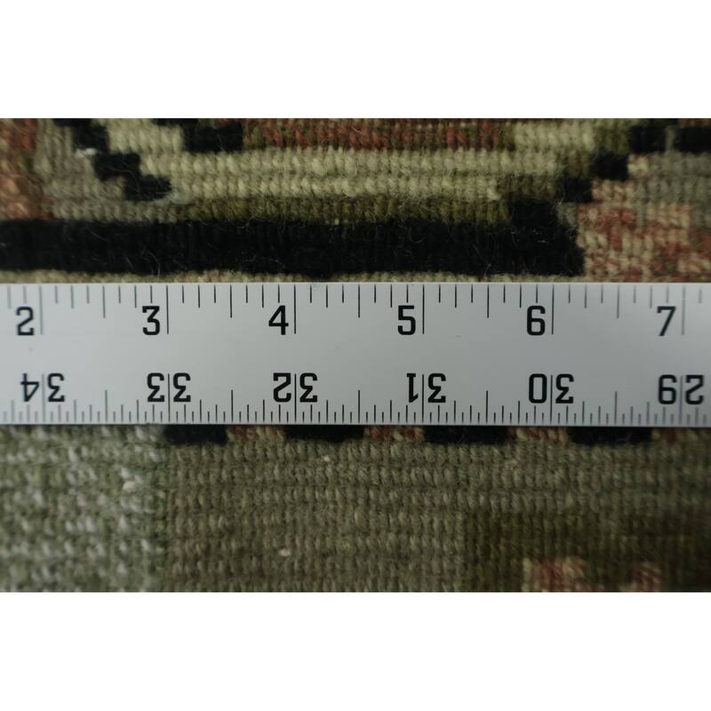 Hand Knotted Oriental 100% Wool Carpet Modern Geometric Green Nepalese Area Rug - 9' 0'' X 6' 0''