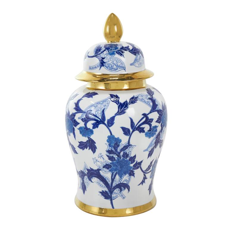 Blue Ceramic Floral Decorative Jars