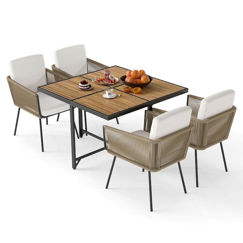 Costway 5 Pieces Patio Dining Set Outdoor Rectangular Table and Chairs - See Details