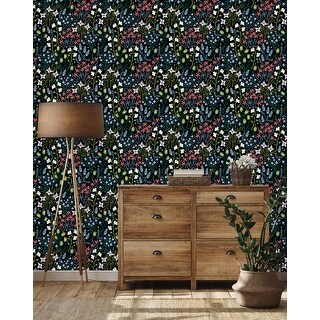 Dark Wallpaper with Little Flowers Peel and Stick and Prepasted - Bed ...