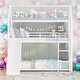 preview thumbnail 1 of 10, Twin Over Twin Metal Bunk Bed With Slide,Kids House Bed White