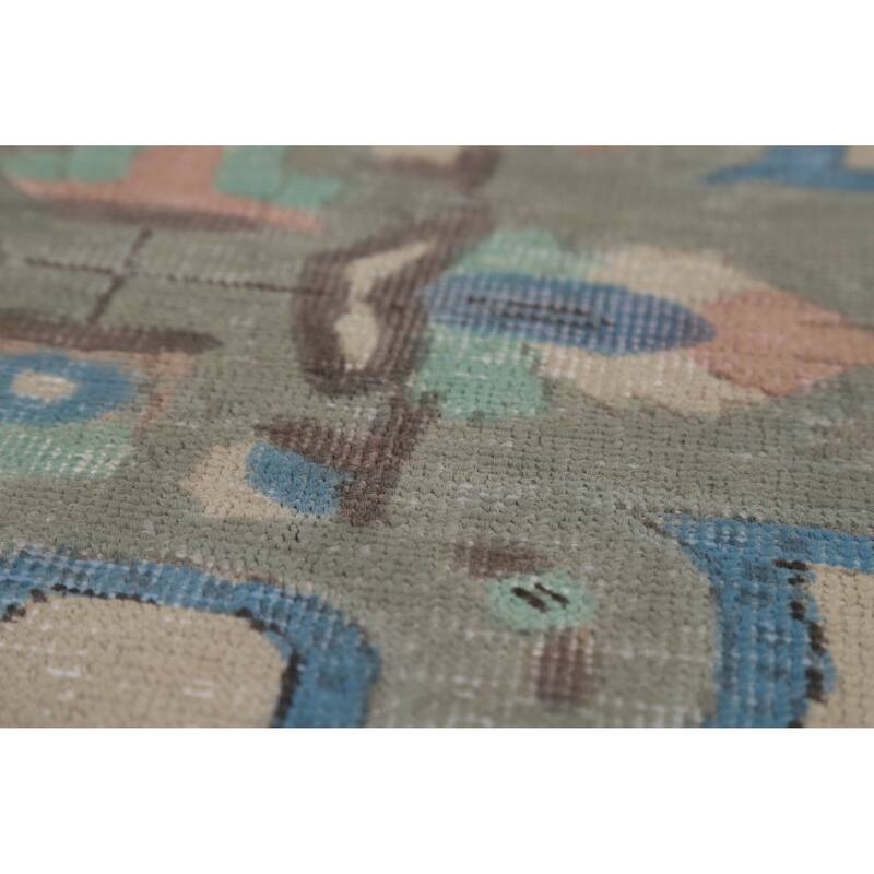 Geometric Beige Tabriz Persian Vintage Rug Hand-Knotted Wool Carpet - 8'3" x 11'0"