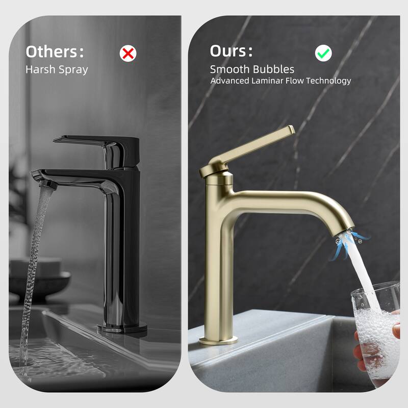 Modland 9''H Bathroom Sink Faucet Single Hole Singel Handle, Black/Gold