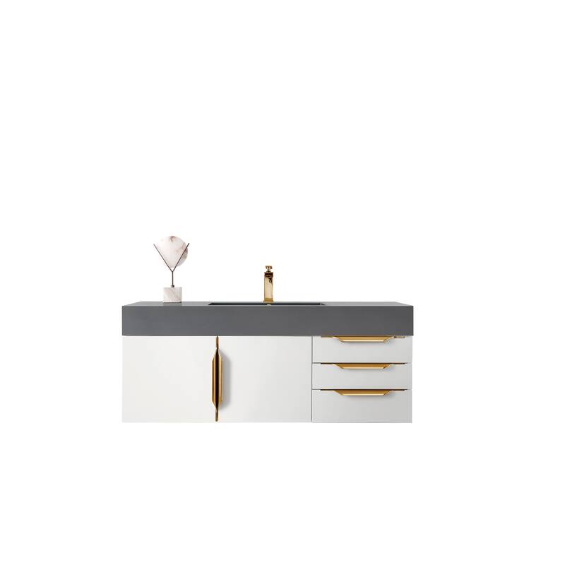 James Martin Vanities Mercer Island 48" Single Vanity, Glossy White with Radiant Gold Hardware