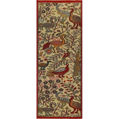 Animals Pictorial Ziegler Oriental Runner Rug Handmade Wool Carpet - 2'6"x 7'11"