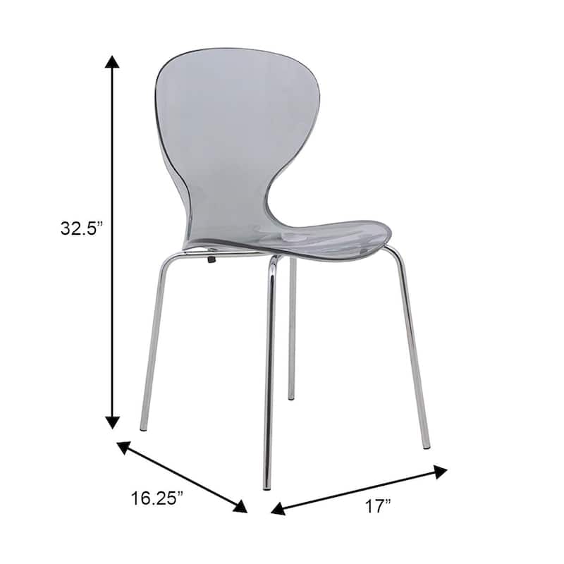 Oyster Modern Ergonomic Transparent Stackable Dining Side Chair with X Shaped Frame Rounded Seat Edge for Indoor Outdoor Use
