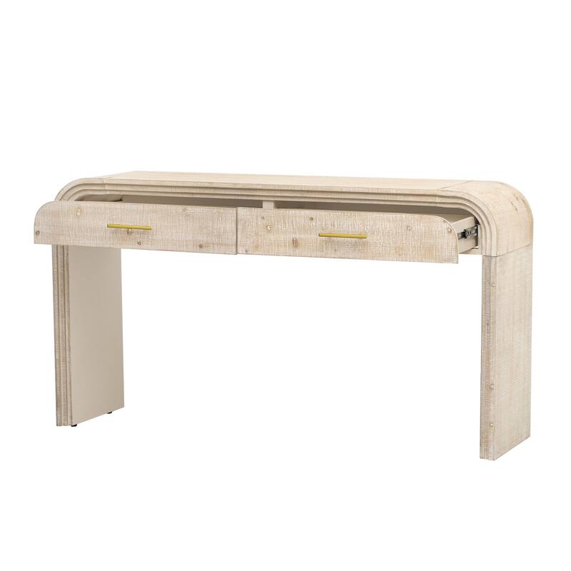 Retro Silhouette Console Table with Open Style, 2 Top Drawers