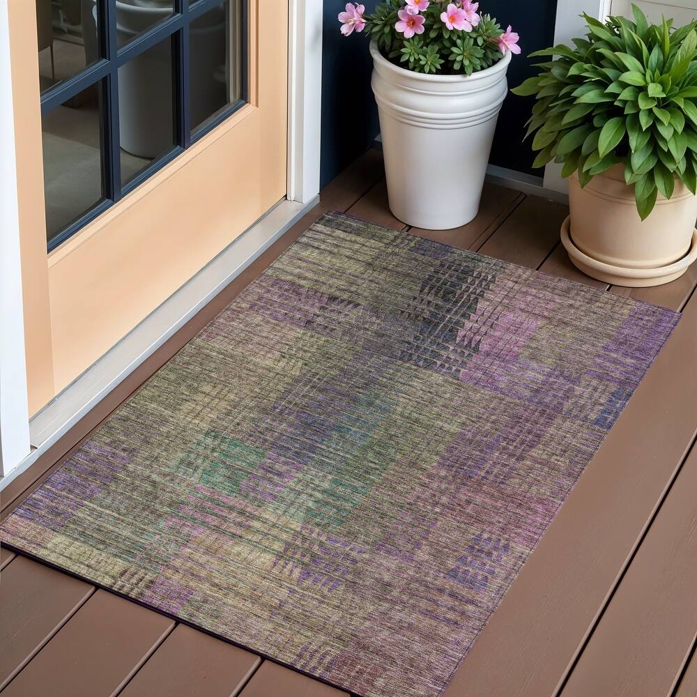 HomeRoots Abstract Transitional Rectangle Outdoor Rug