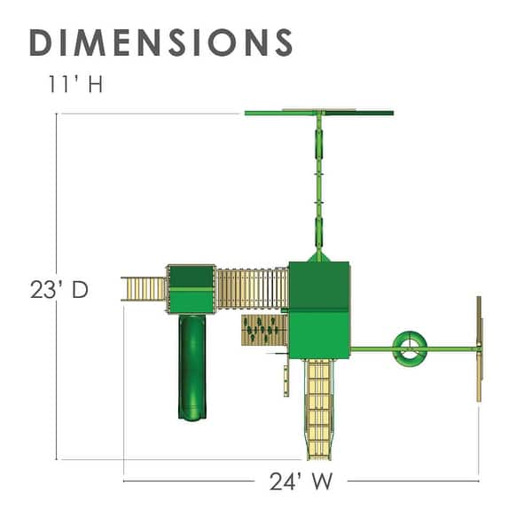 dimension image slide 0 of 2, Gorilla Playsets Pioneer Peak Wooden Swing Set with Clatter Bridge and Tire Swing