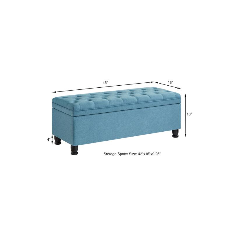 Upholstered Tufted Button Storage Ottoman Bench