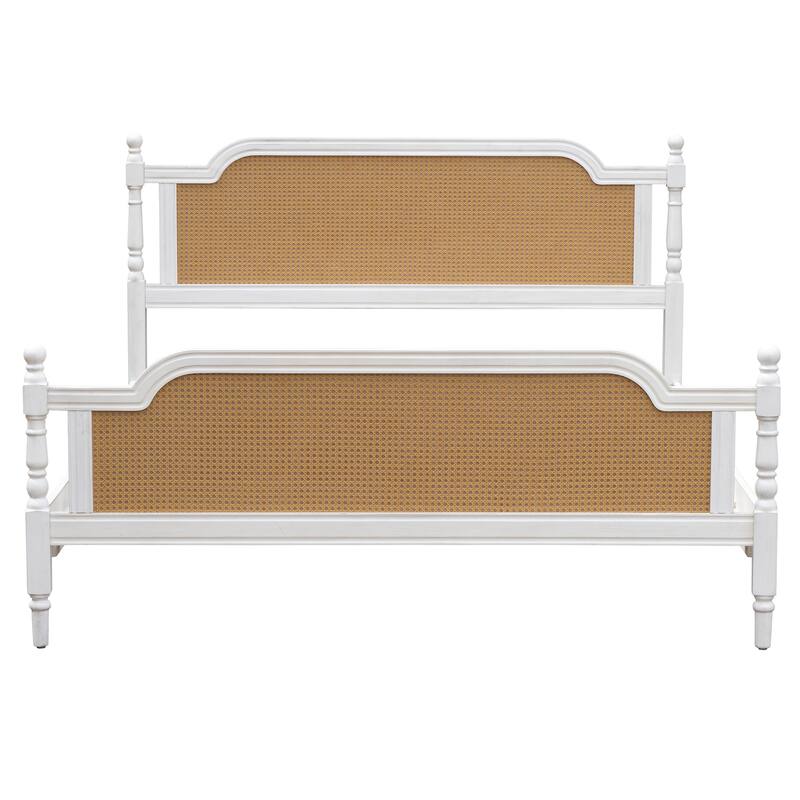 Traditional Style Rattan Bed Frame, No Box Spring Needed