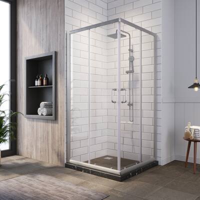 ELEGANT 36 x 36 x 72 Corner Sliding Shower Enclosure Door