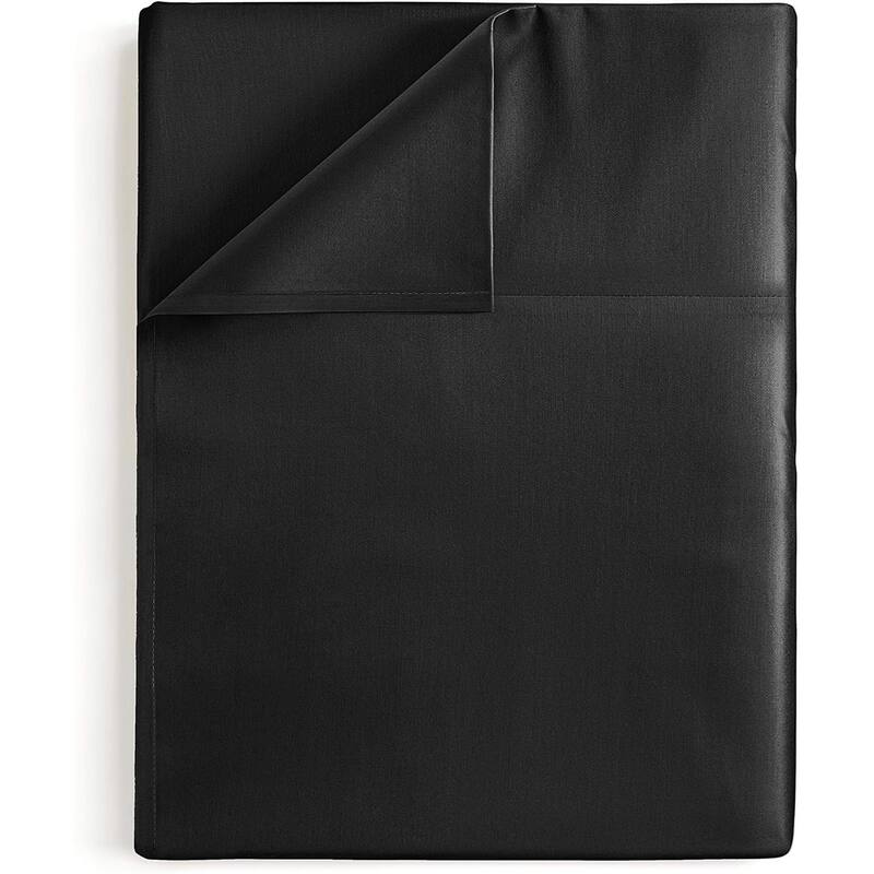 CGK Linens Solid Double Brushed Microfiber Single Flat Sheet/ Top Sheet - Black - Full