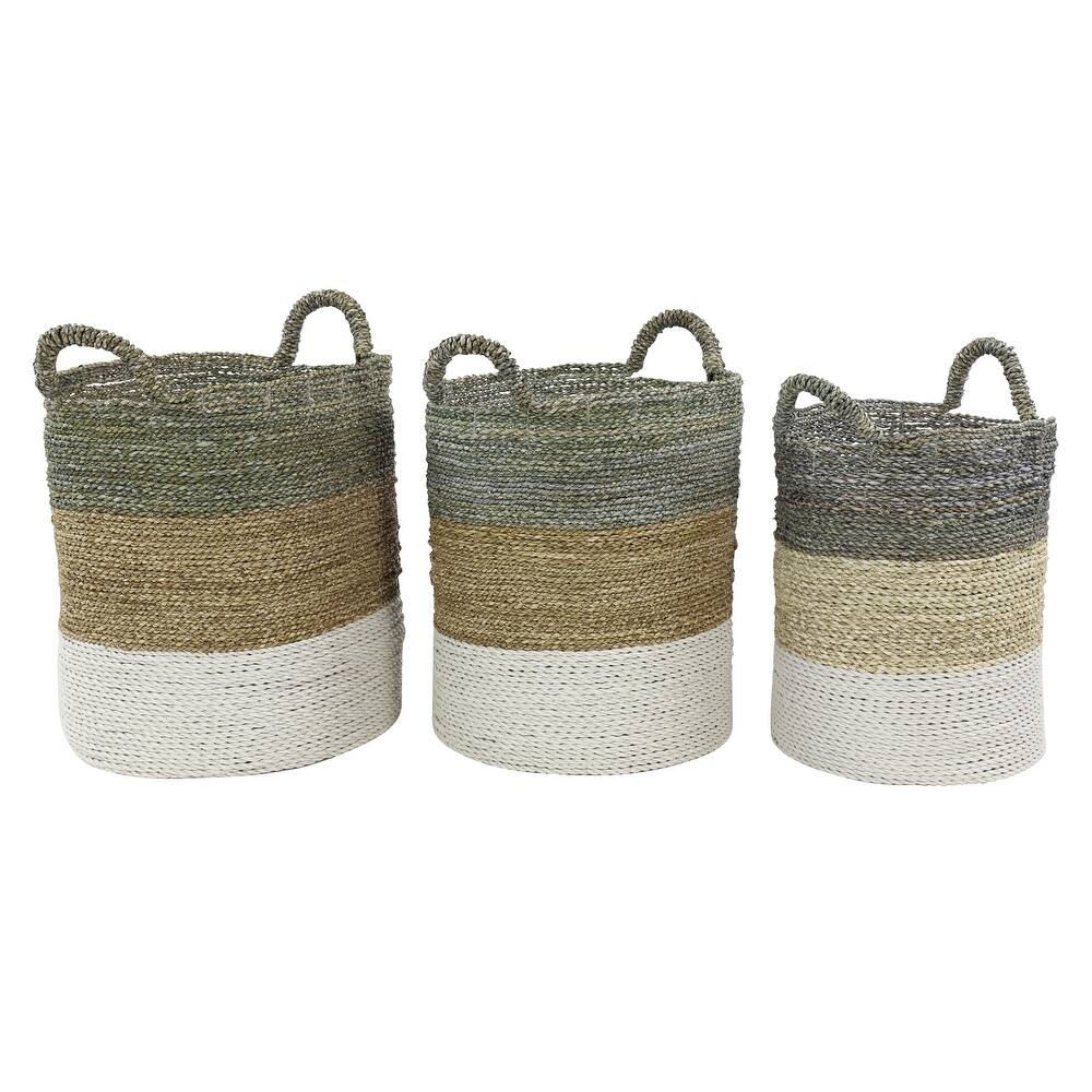 Seagrass Handmade Storage Basket - Set of 3 Multi Colored - Roche River Decor